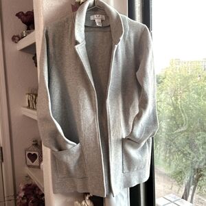 M Magaschoni Gray Wool Blend Open Cardigan Sweater Jacket Coat size L